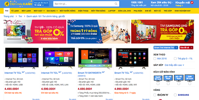 Website Điện máy xanh