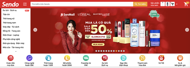 Website thương mại điện tử Sendo