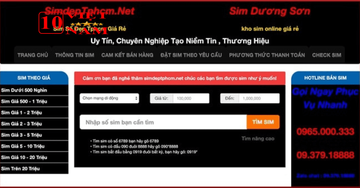 Web Sim Đẹp Tp. HCM