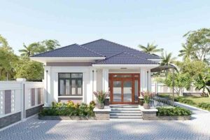 Nhà vuông mái Nhật 1 tầng đẹp