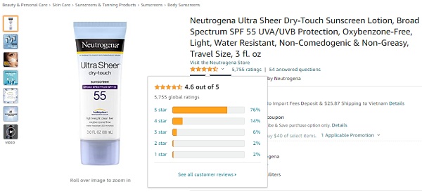 Review kem chống nắng Neutrogena Ultra Sheer SPF 55 88ml