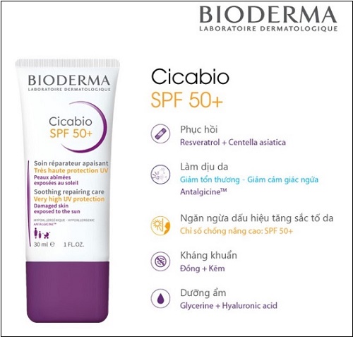 Kem chống nắng phục hồi da Bioderma Cicabio SPF 50+