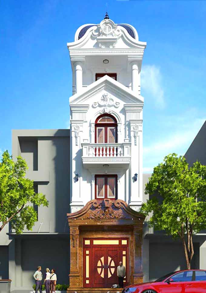 mẫu nhà ống 2 tầng tân cổ điển đẹp