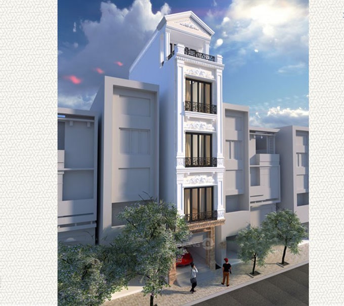 mẫu nhà ống 2 tầng tân cổ điển đẹp