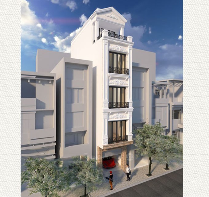 mẫu nhà ống 2 tầng tân cổ điển đẹp