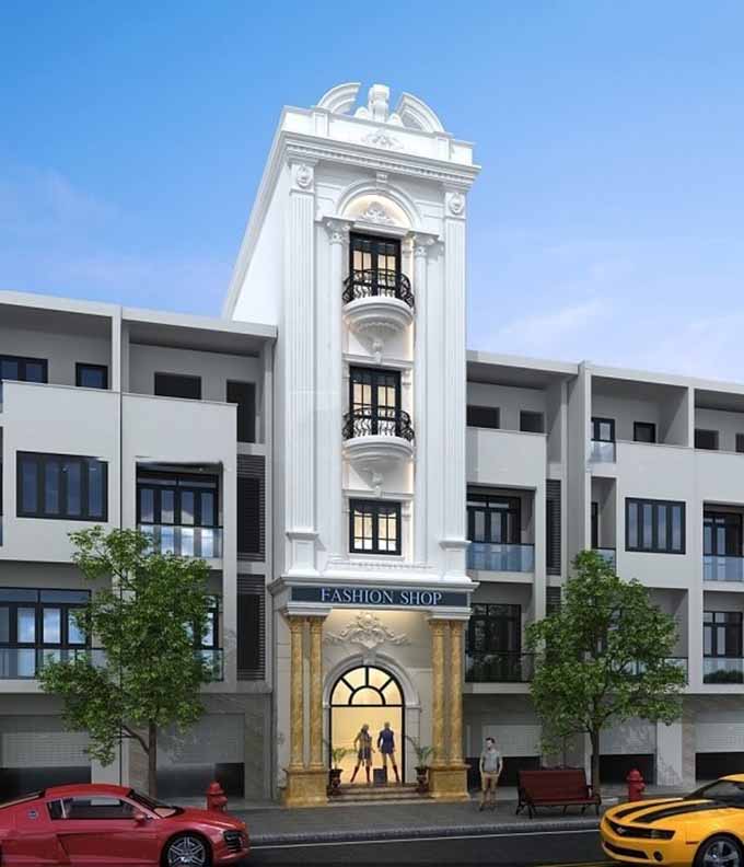 mẫu nhà ống 2 tầng tân cổ điển đẹp