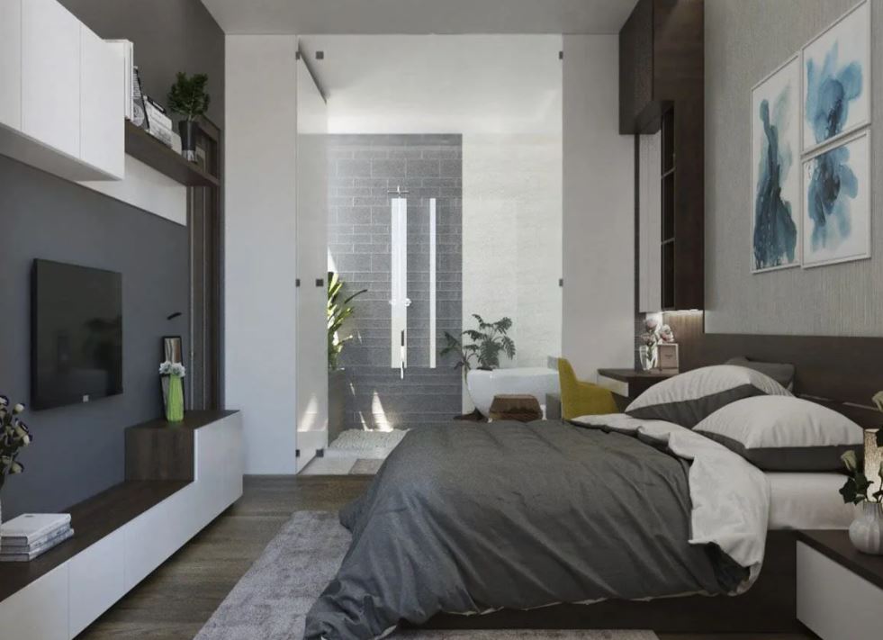 bản vẽ phòng ngủ có toilet