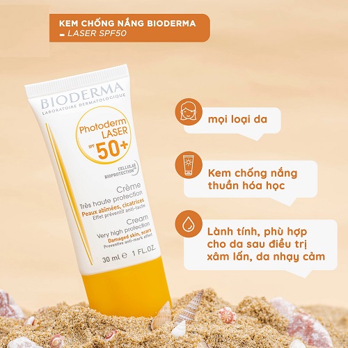 Bioderma Photoderm Laser SPF 50+ - kem chống nắng ngừa thâm cho da tổn thương