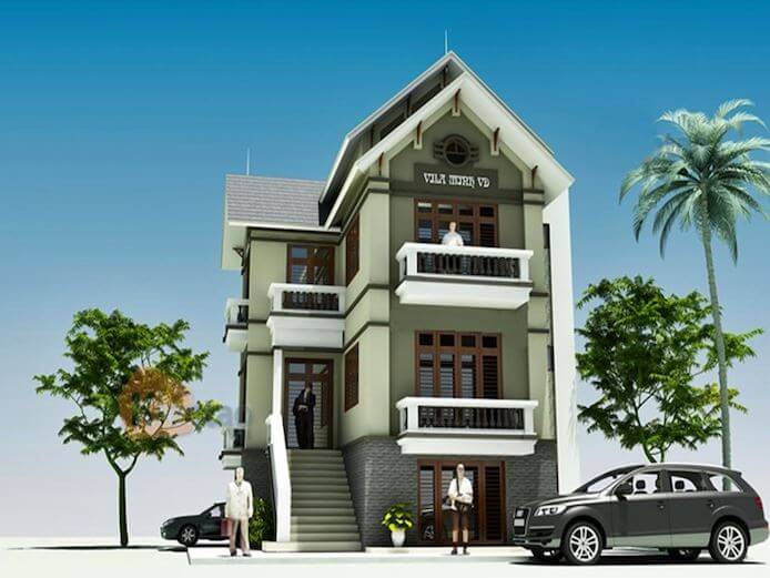 cầu thang ngoài trời lên sân thượng