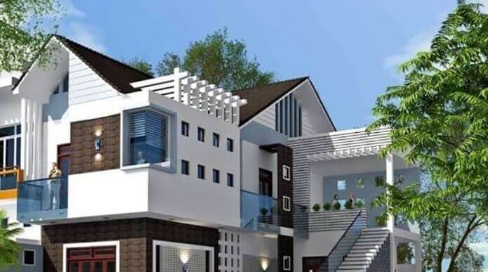 cầu thang ngoài trời lên sân thượng