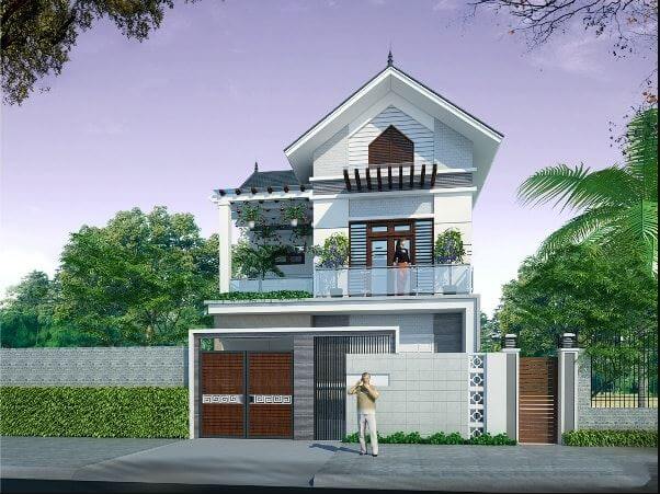 mẫu nhà 2 tầng 1 tum mái Thái đẹp