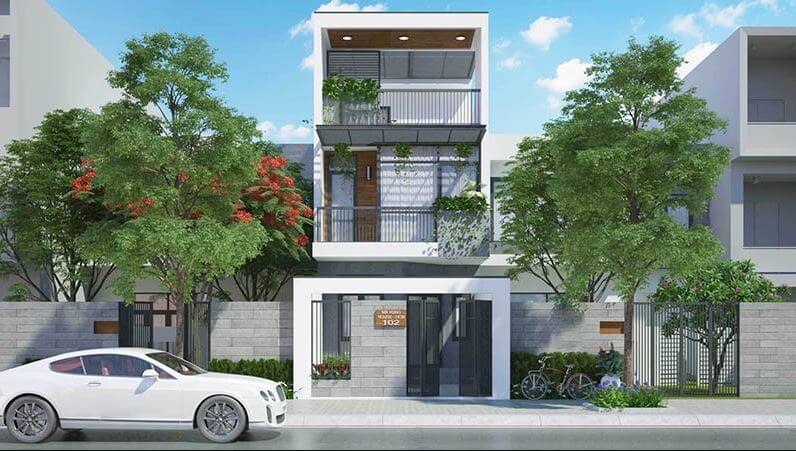 mẫu nhà 2 tầng có sân thượng