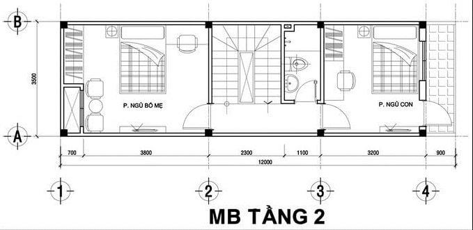 mẫu nhà 2 tầng có sân thượng