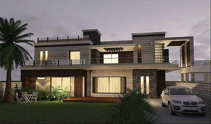 mẫu nhà 2 tầng mái bằng đẹp hiện đại