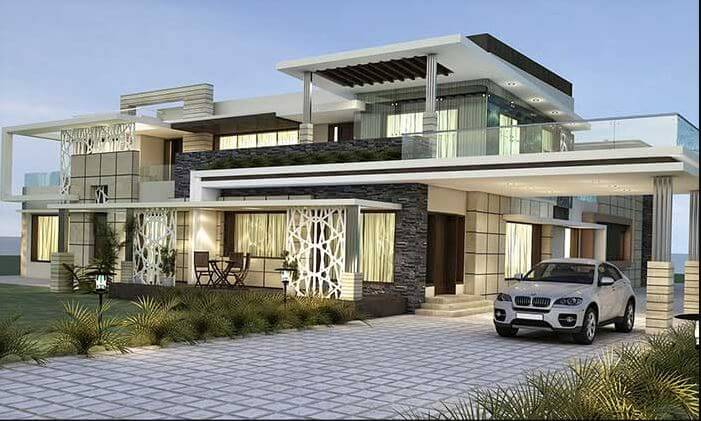 mẫu nhà 2 tầng mái bằng đẹp hiện đại