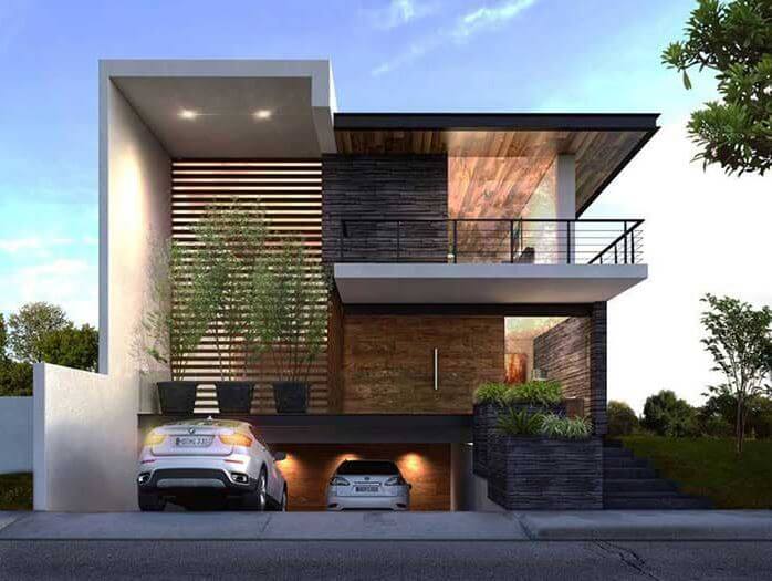 mẫu nhà 2 tầng mái bằng đẹp hiện đại