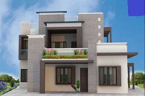 mẫu nhà 2 tầng mái bằng đẹp hiện đại