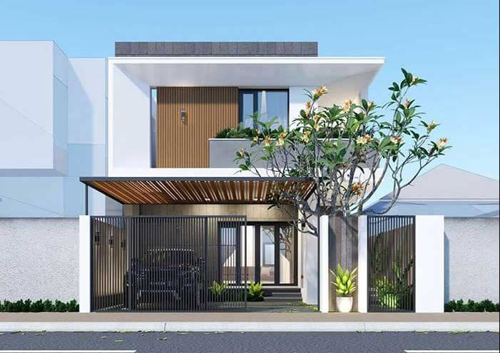 mẫu nhà 2 tầng mái bằng đẹp hiện đại