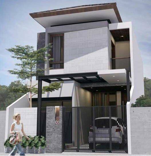 mẫu nhà 2 tầng mái bằng đẹp hiện đại