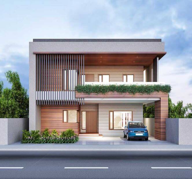 mẫu nhà 2 tầng mái bằng đẹp hiện đại