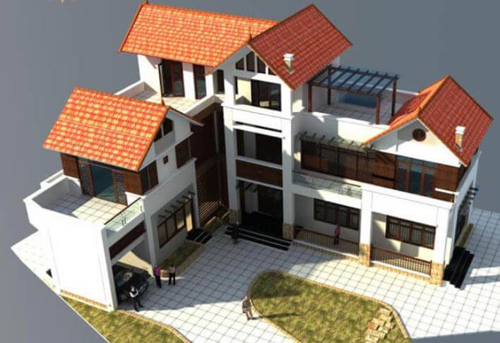 mẫu nhà 2 thò 1 thụt