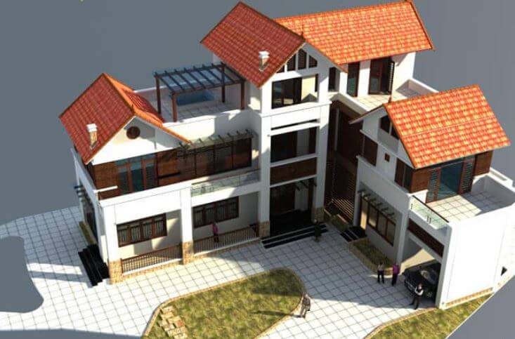 mẫu nhà 2 thò 1 thụt