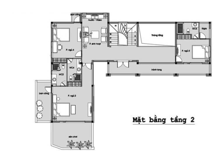 mẫu nhà 2 thò 1 thụt