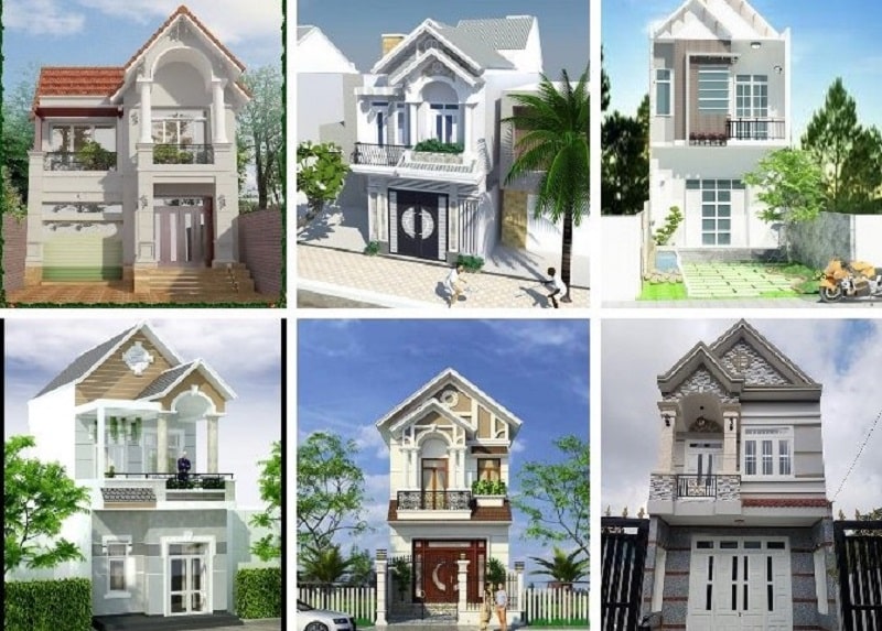 mẫu nhà ống 2 tầng mái Thái đẹp 2022