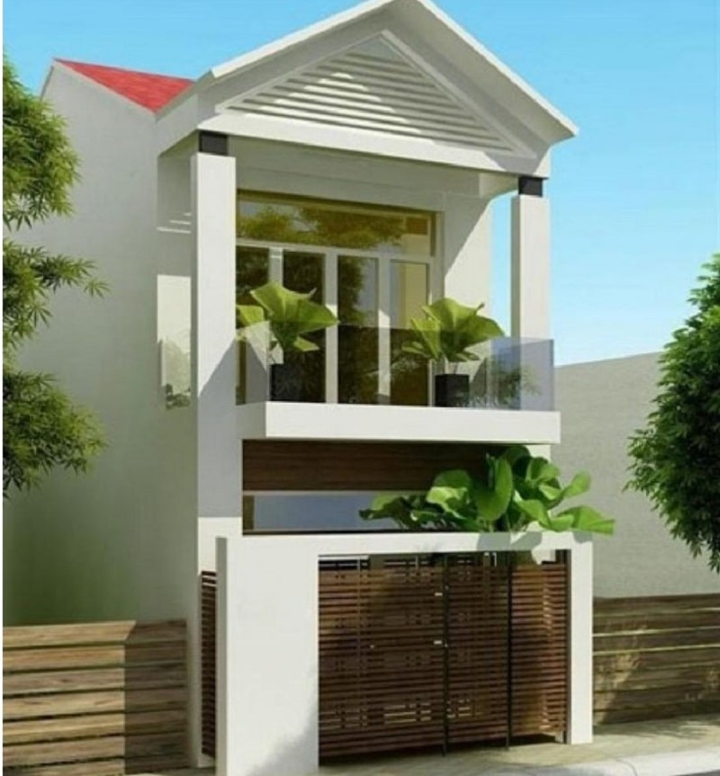 mẫu nhà ống 2 tầng mái Thái đẹp 2022