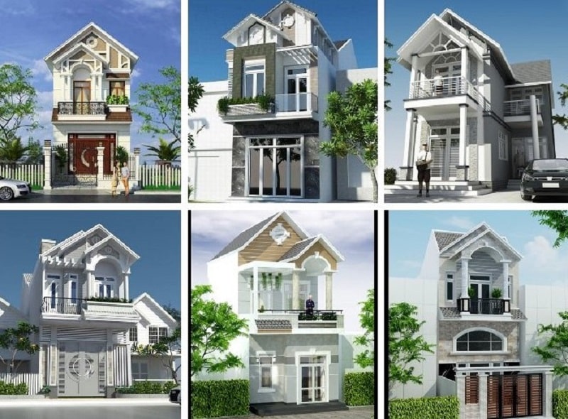 mẫu nhà ống 2 tầng mái Thái đẹp 2022