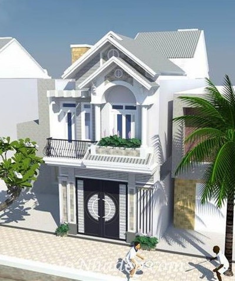 mẫu nhà ống 2 tầng mái Thái đẹp 2022