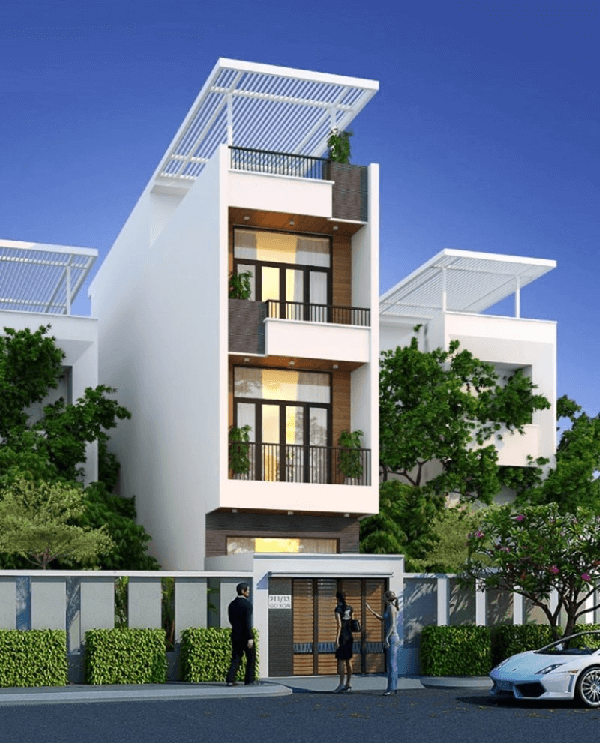 mẫu nhà 2 tầng đẹp có sân thượng
