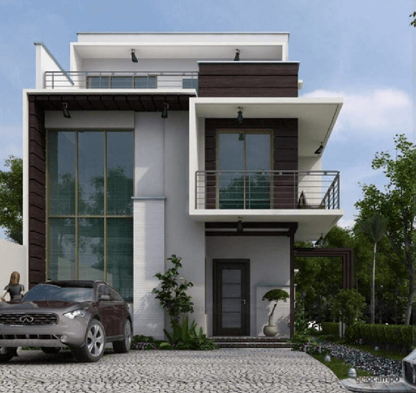 mẫu nhà 2 tầng đẹp có sân thượng