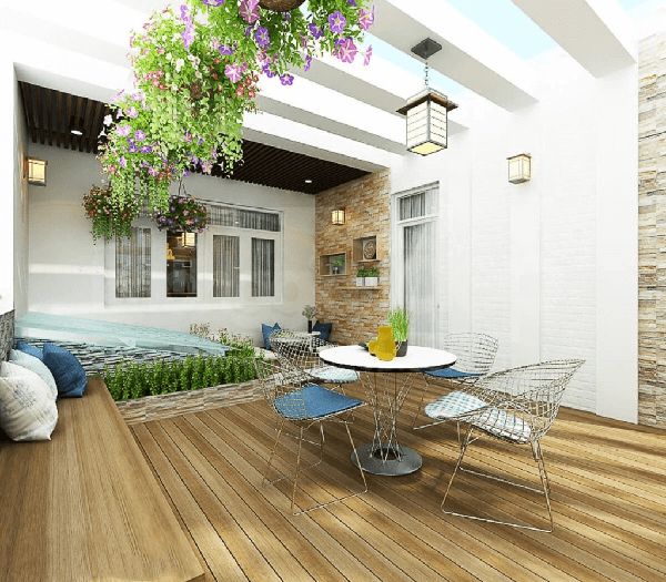 mẫu nhà 2 tầng đẹp có sân thượng