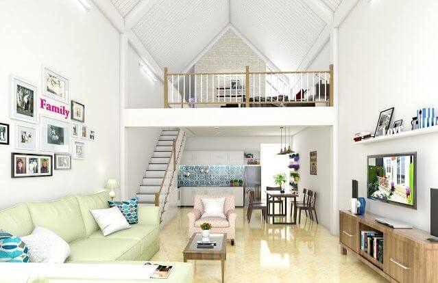 nhà gác lửng 3 phòng ngủ