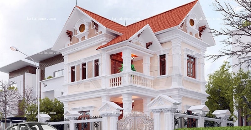 nhà mái chéo 2 tầng 