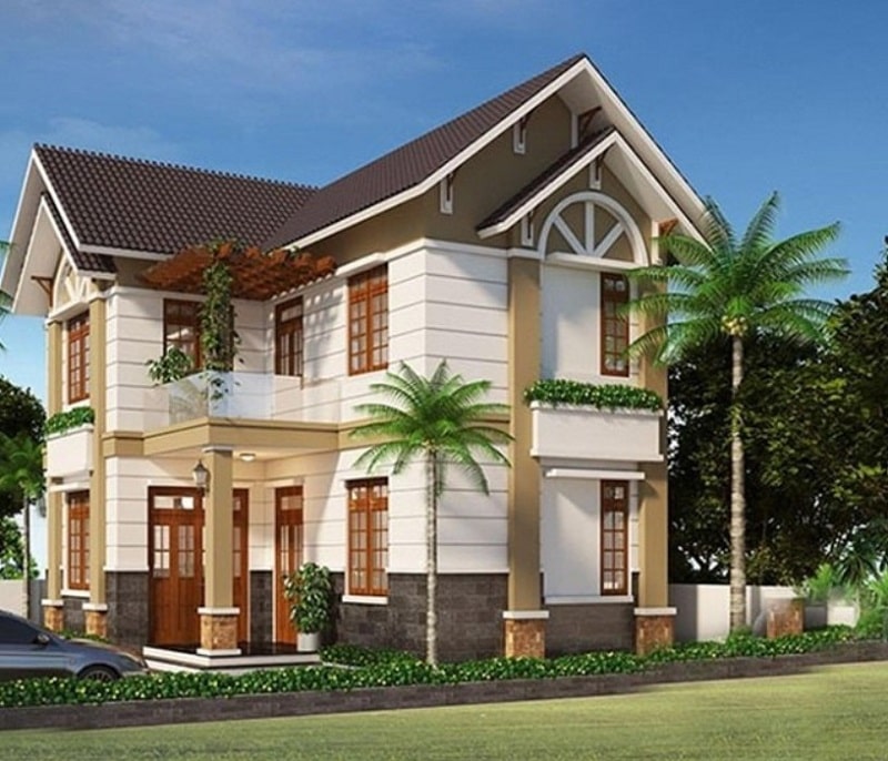 nhà mái chéo 2 tầng