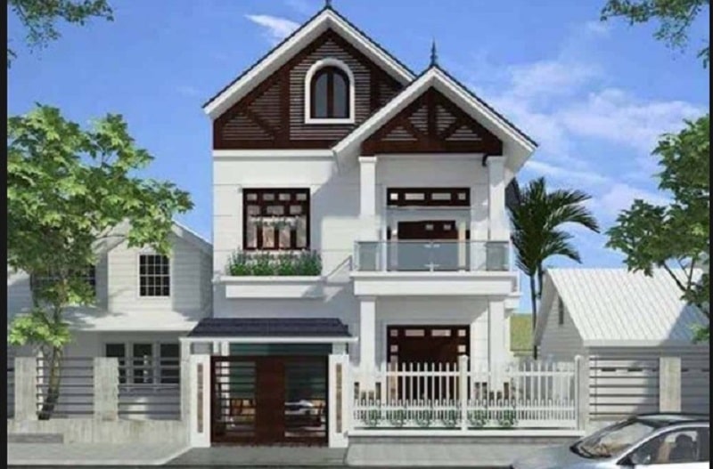 nhà mái chéo 2 tầng