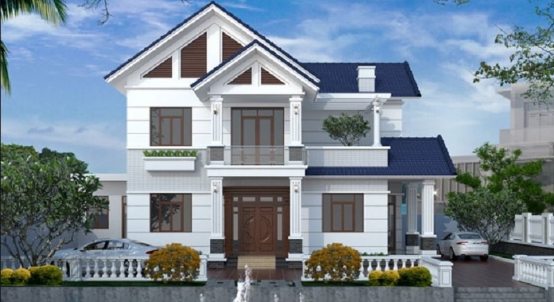 nhà mái chéo 2 tầng