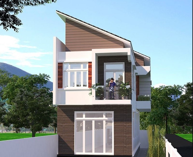 nhà mái chéo 2 tầng 