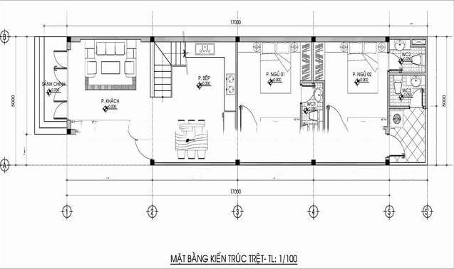 nhà ống 2 tầng mái Thái mặt tiền 5m