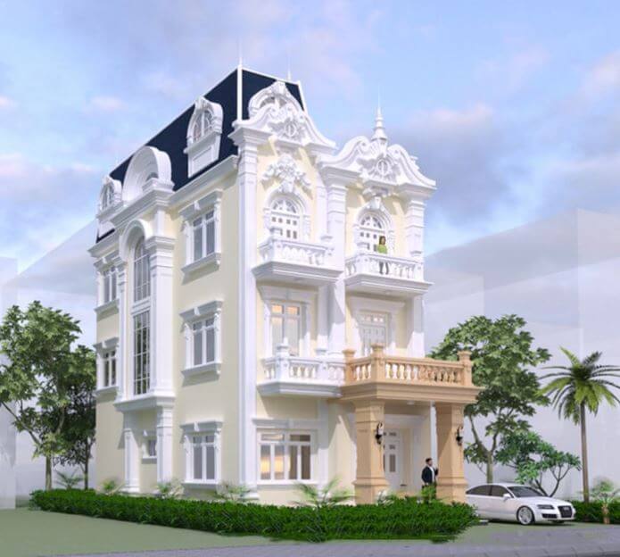 nhà ống 3 tầng kiểu pháp hiện đại