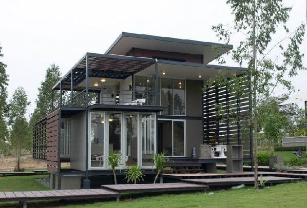 nhà tiền chế 1 trệt 1 lầu