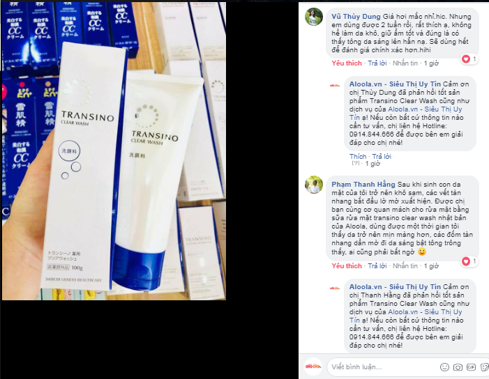Transino Clear Wash review trên aloola.vn
