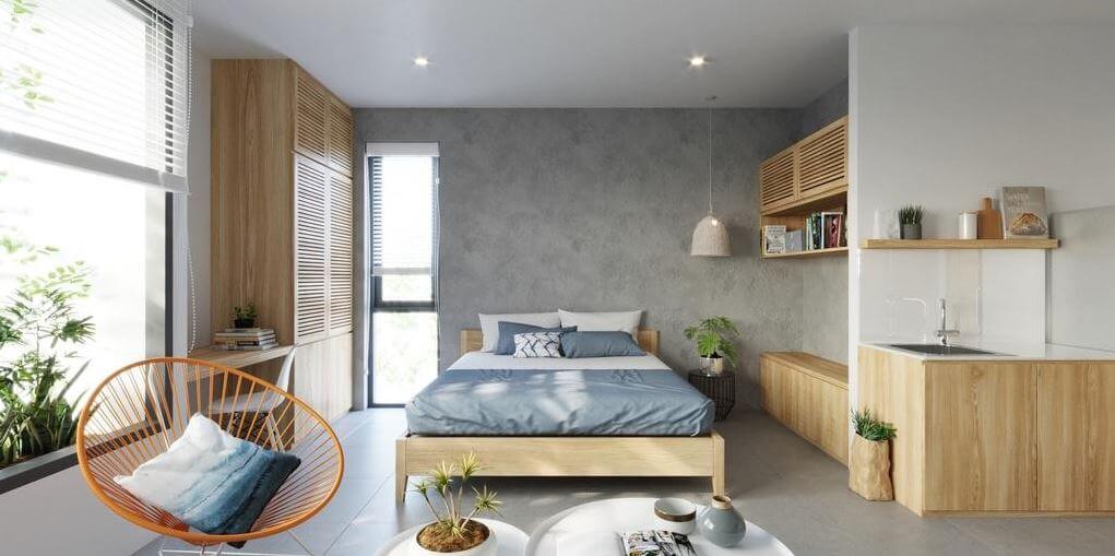 thiết kế nhà 20m2 2 phòng ngủ