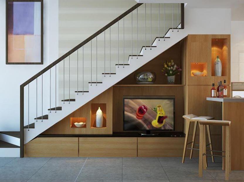 trang trí gầm cầu thang đơn giản