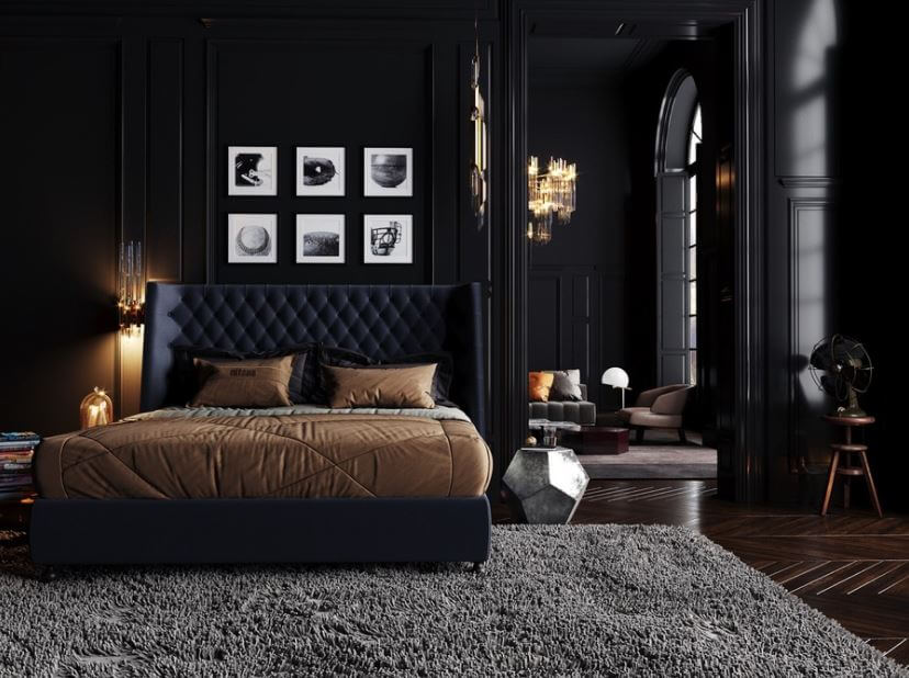 trang trí phòng ngủ màu đen