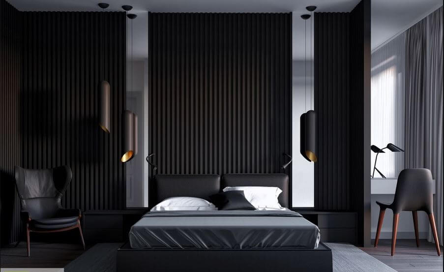 trang trí phòng ngủ màu đen