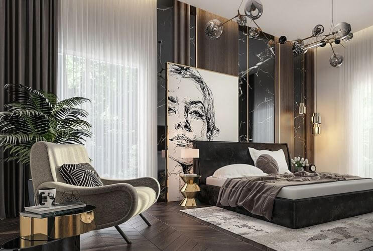 trang trí phòng ngủ màu đen