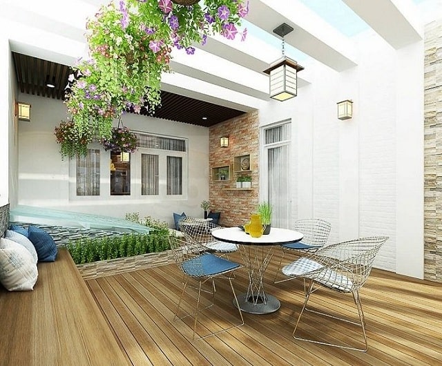 trang trí sân thượng chill